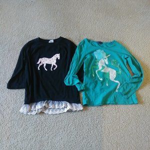 UGC 2PC GIRL LONG SLEEVE HORSE SHIRTS WITH SEQUINS